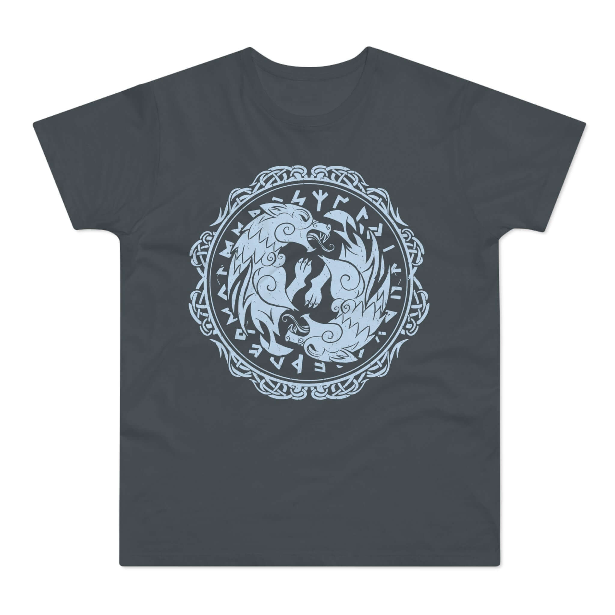 T-shirt med titlen: The Wolves Skoll And Hati In Their Chase | T-Shirt Med Tryk