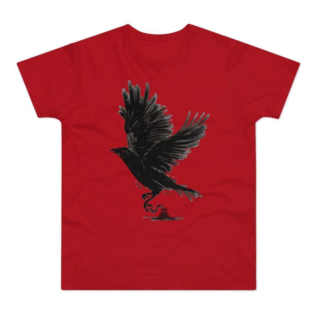 T-shirt med titlen: Blackbird Flying To The Infinite Skies | T-Shirt Med Tryk.