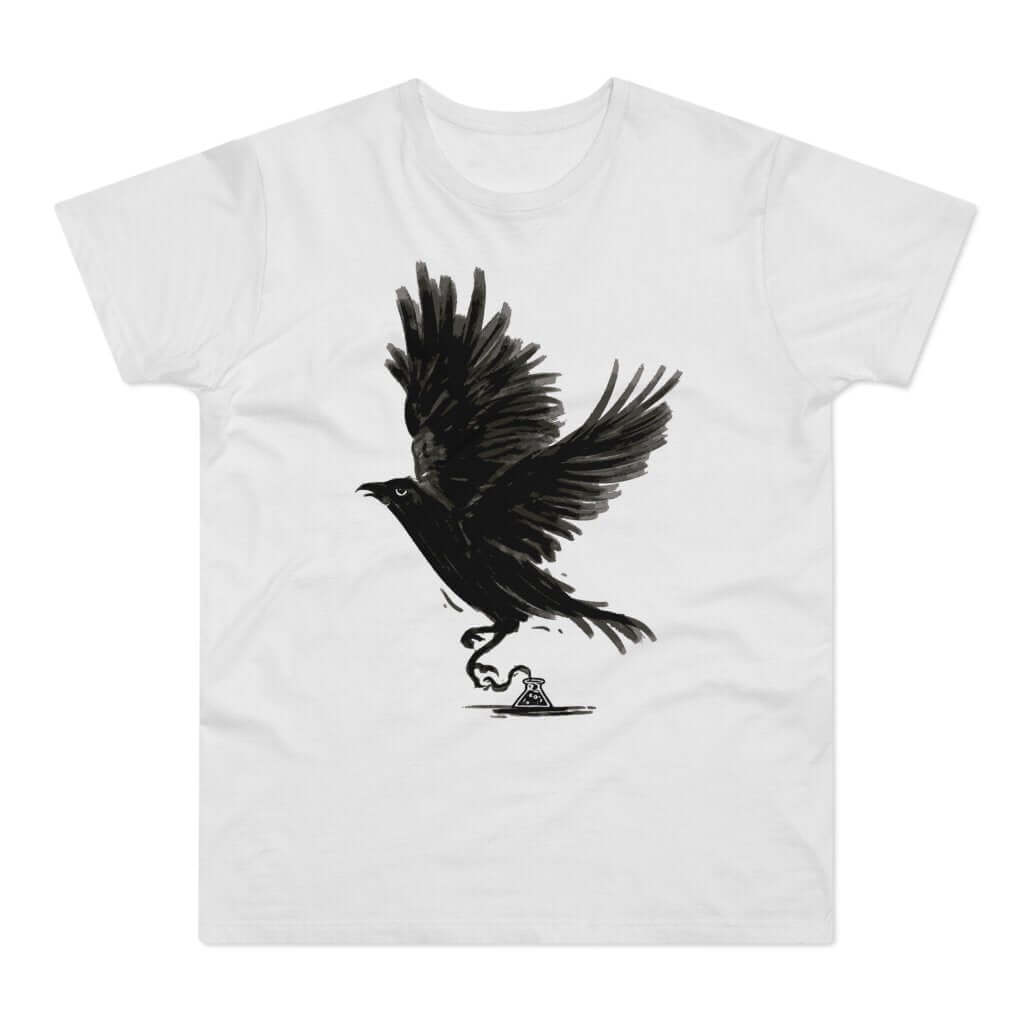 T-shirt med titlen: Blackbird Flying To The Infinite Skies | T-Shirt Med Tryk.