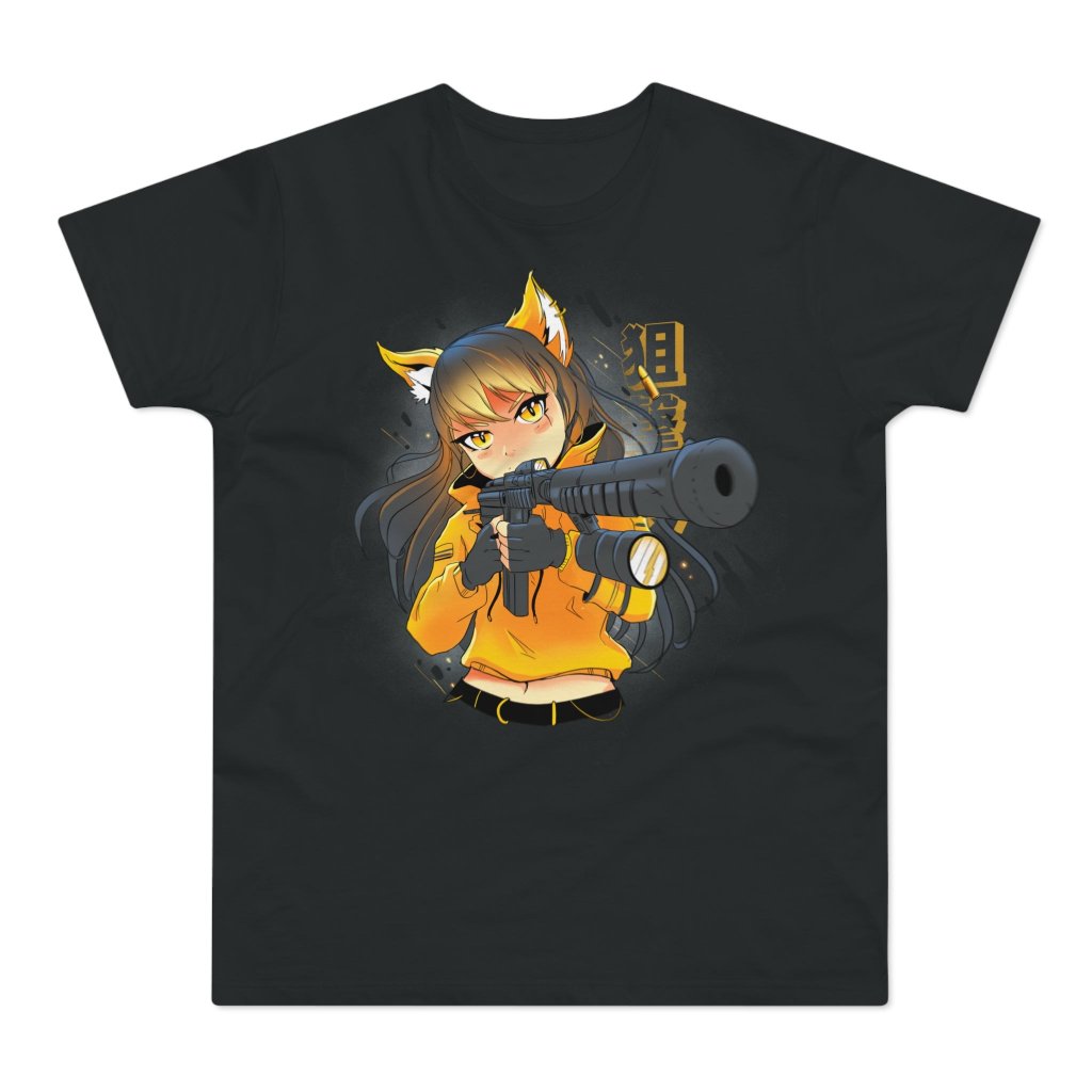 T-shirt med navnet: Foxey Gun Girl | T-Shirt Med Tryk.