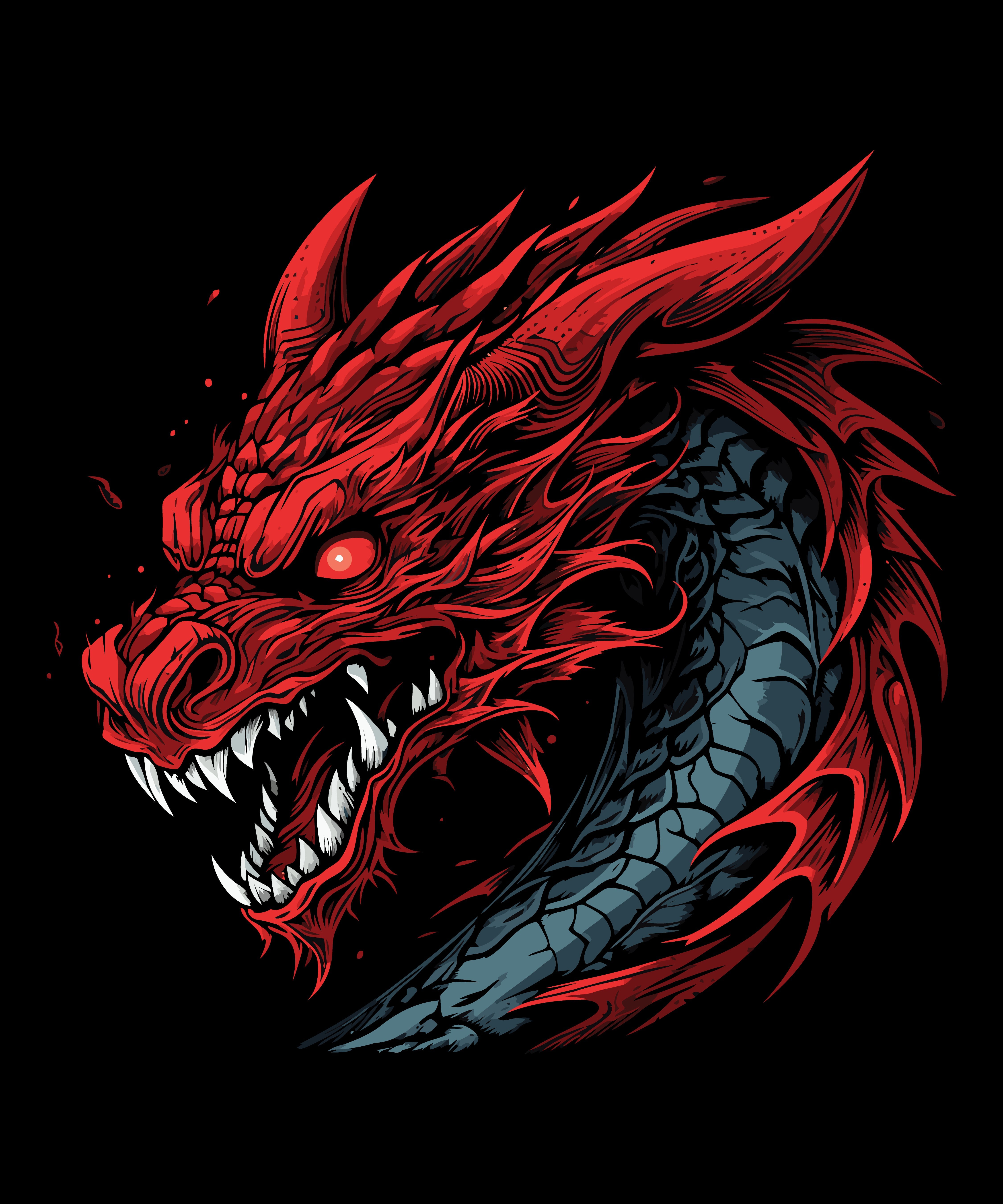 Red Dragon With Glowing Eyes