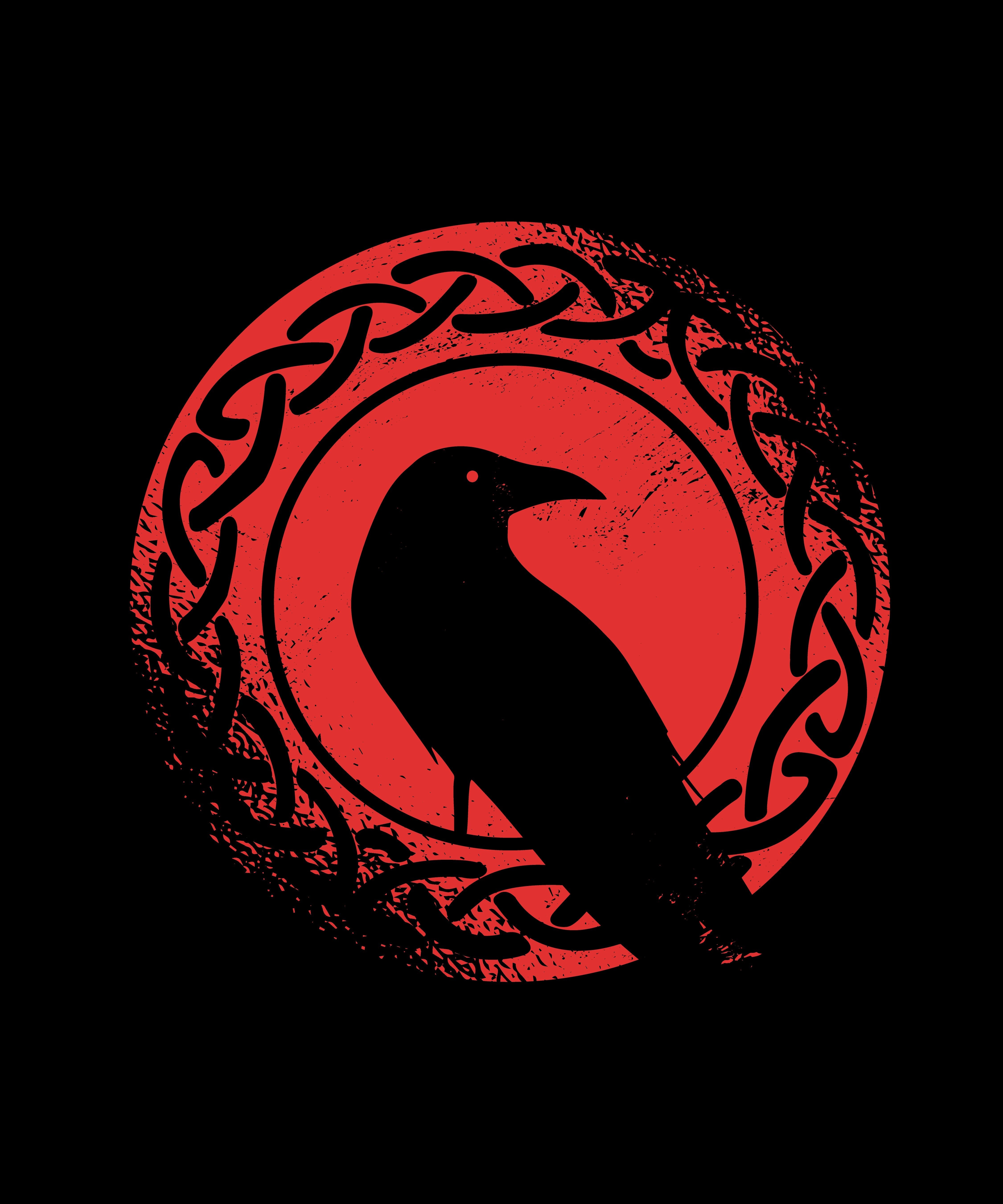 Raven In Red Rune Circle