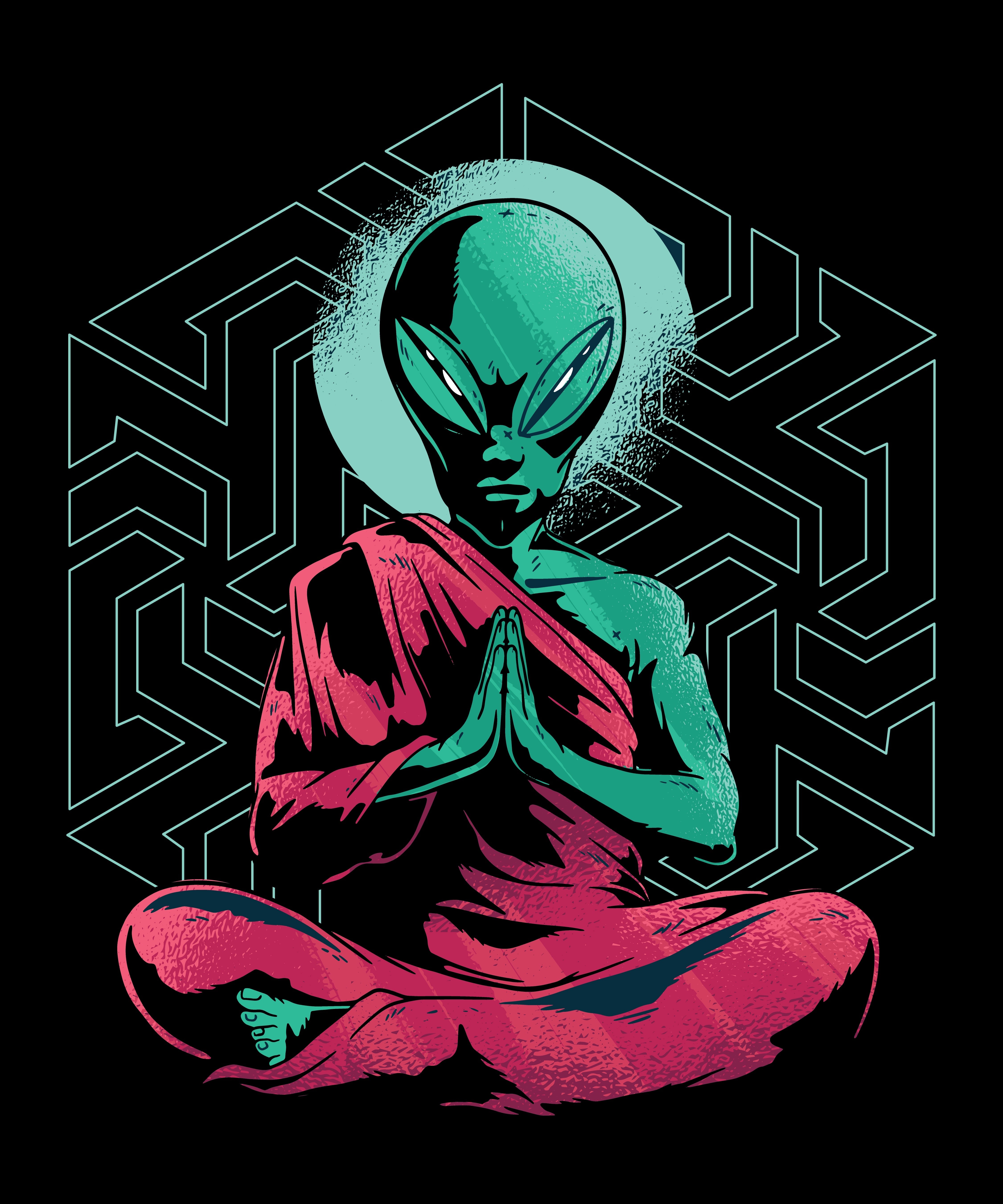 Green Monk Alien With Robe