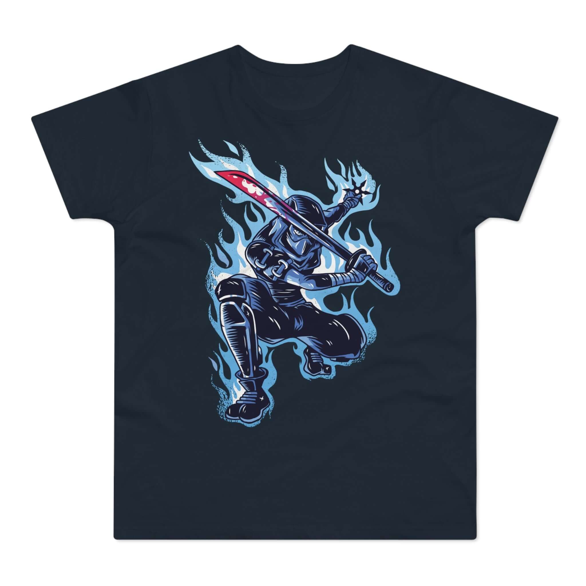 T-shirt med navnet: The Blue Ninja In His Flame Form | T-Shirt Med Tryk.