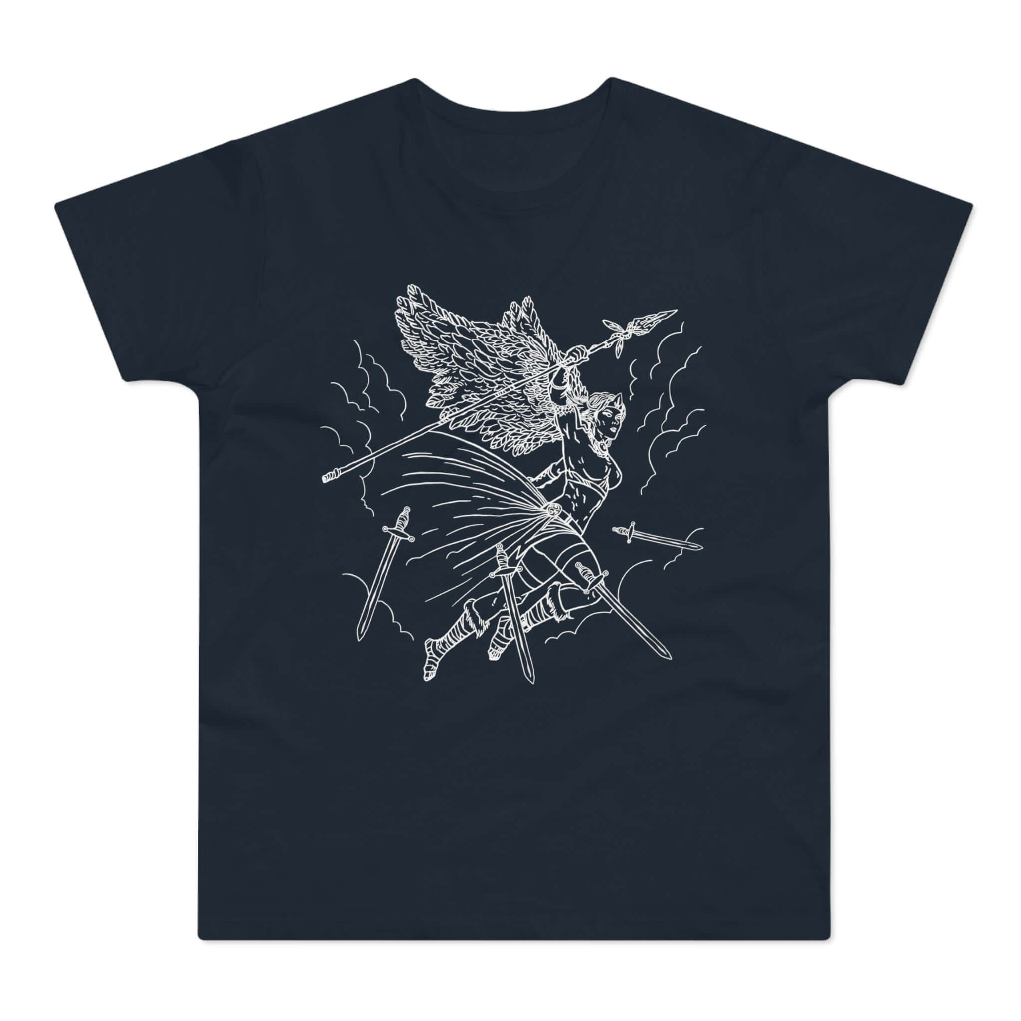 T-shirt med navnet: Seraphina Flying Into Battle | T-Shirt Med Tryk.