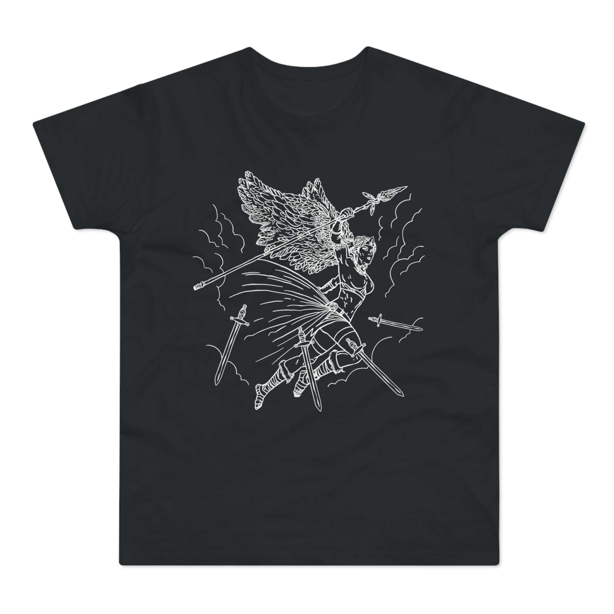 T-shirt med navnet: Seraphina Flying Into Battle | T-Shirt Med Tryk.