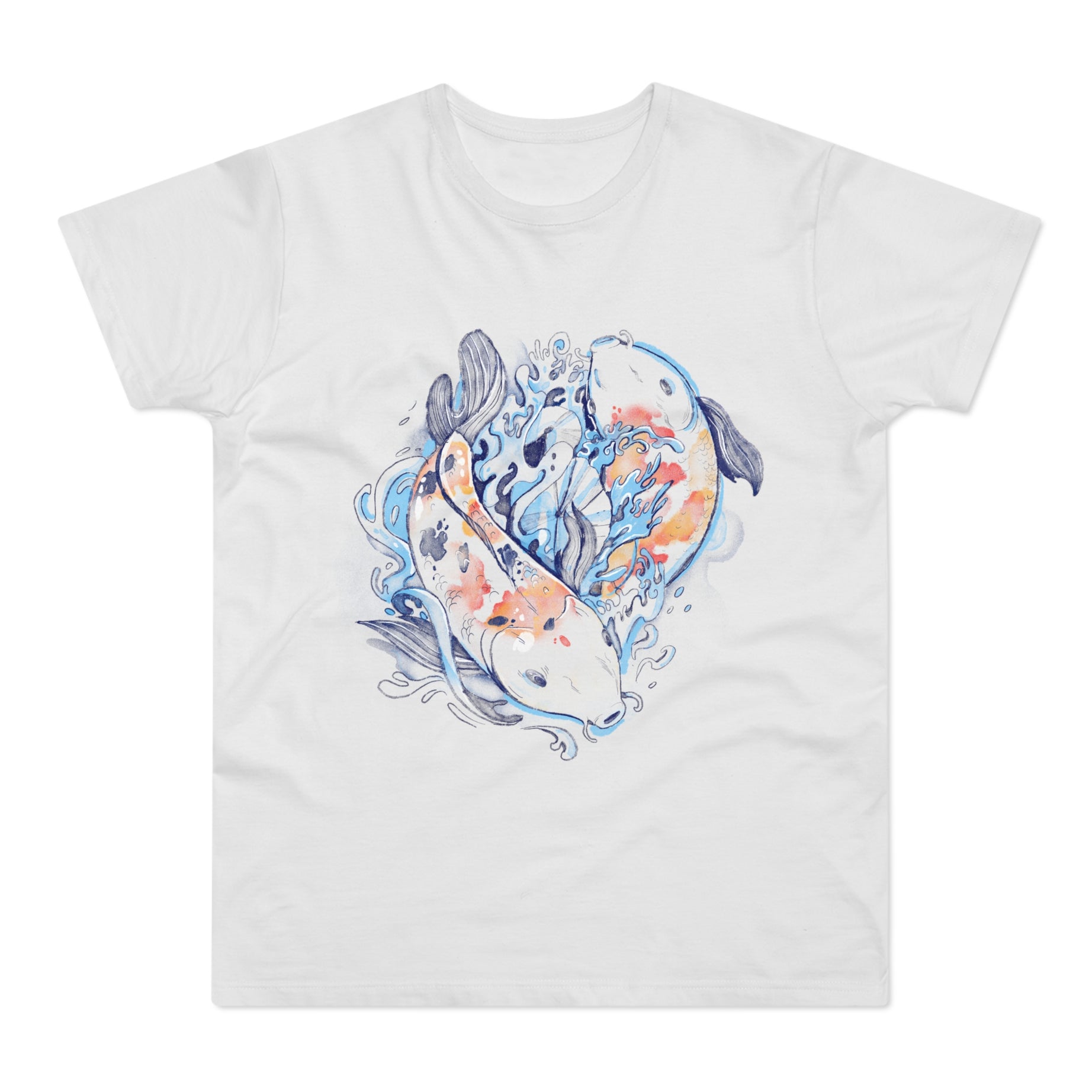 T-shirt med navnet: Watercolor Koi-Yang | T-Shirt Med Tryk.