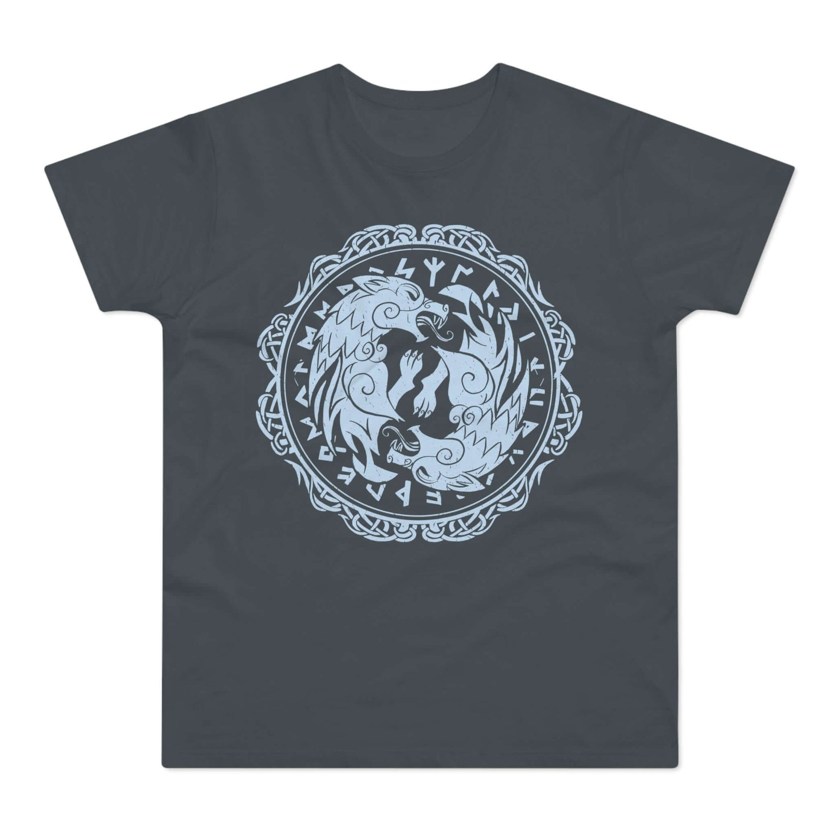 T-shirt med titlen: The Wolves Skoll And Hati In Their Chase | T-Shirt Med Tryk
