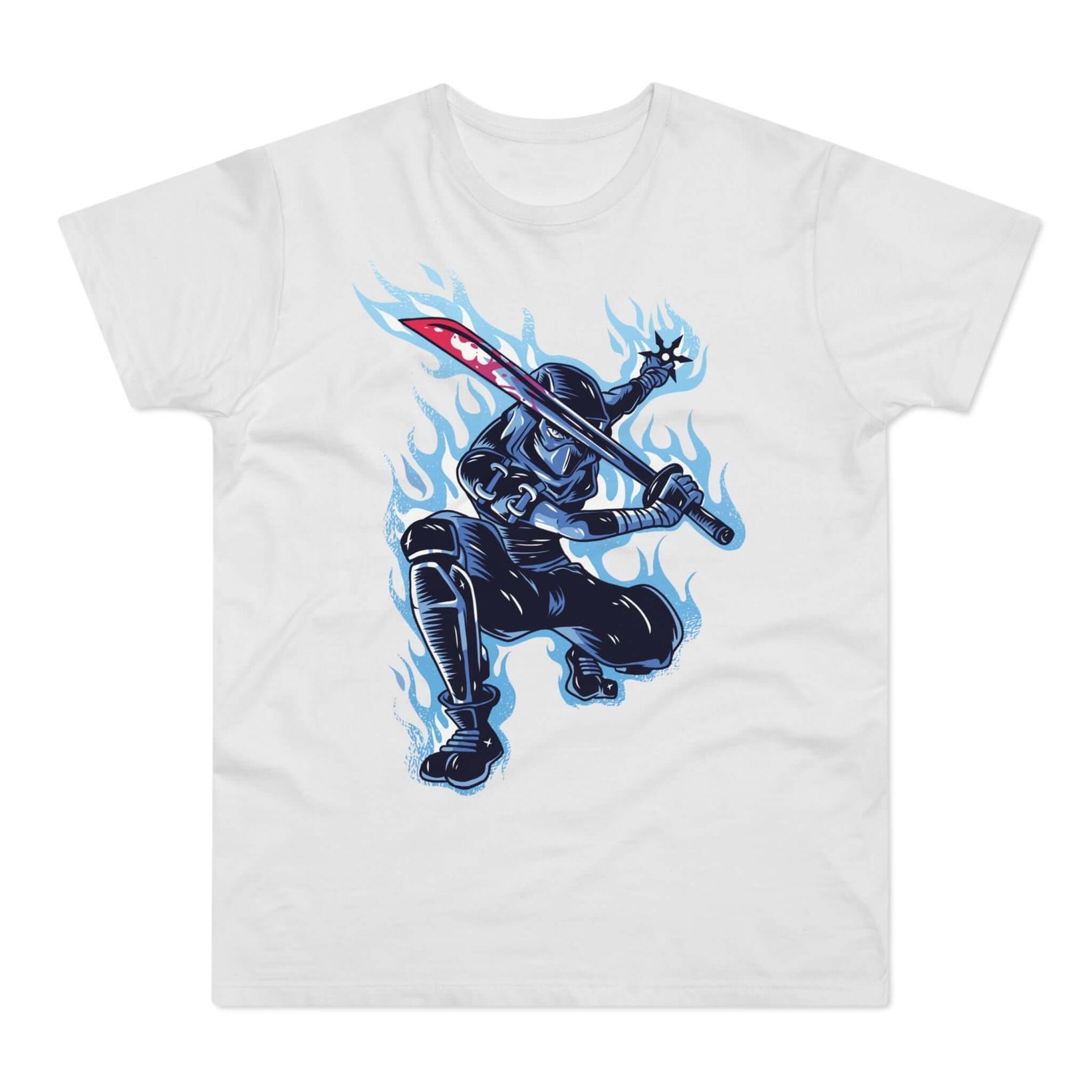 T-shirt med navnet: The Blue Ninja In His Flame Form | T-Shirt Med Tryk.