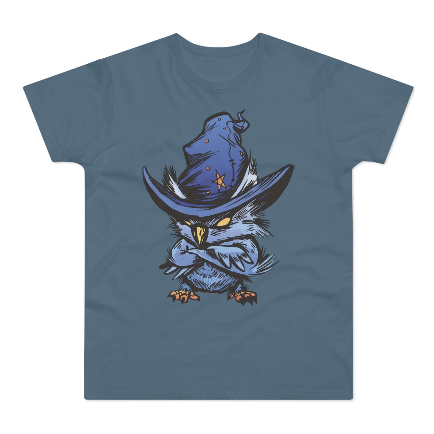 T-shirt med titlen: Shoo-Hoo, The Magician-Owl From Forest | T-Shirt Med Tryk.