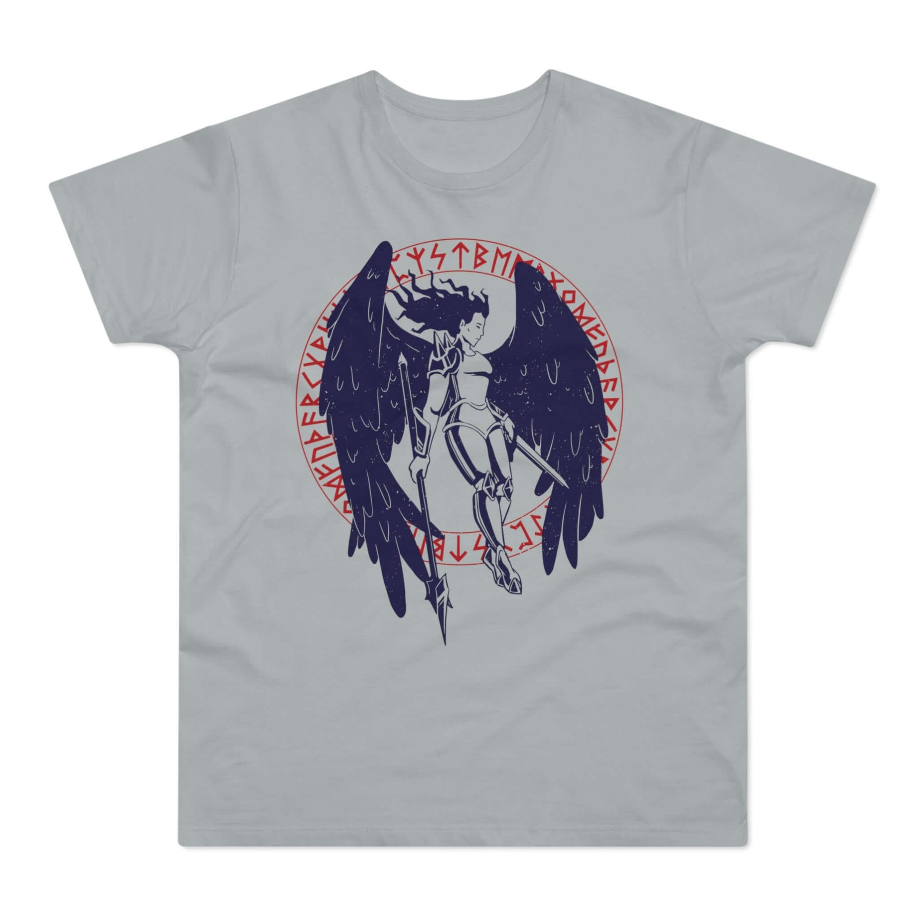 T-shirt med titlen: Ingvildr, The Blessed Valkyrie With Wings | T-Shirt Med Tryk.