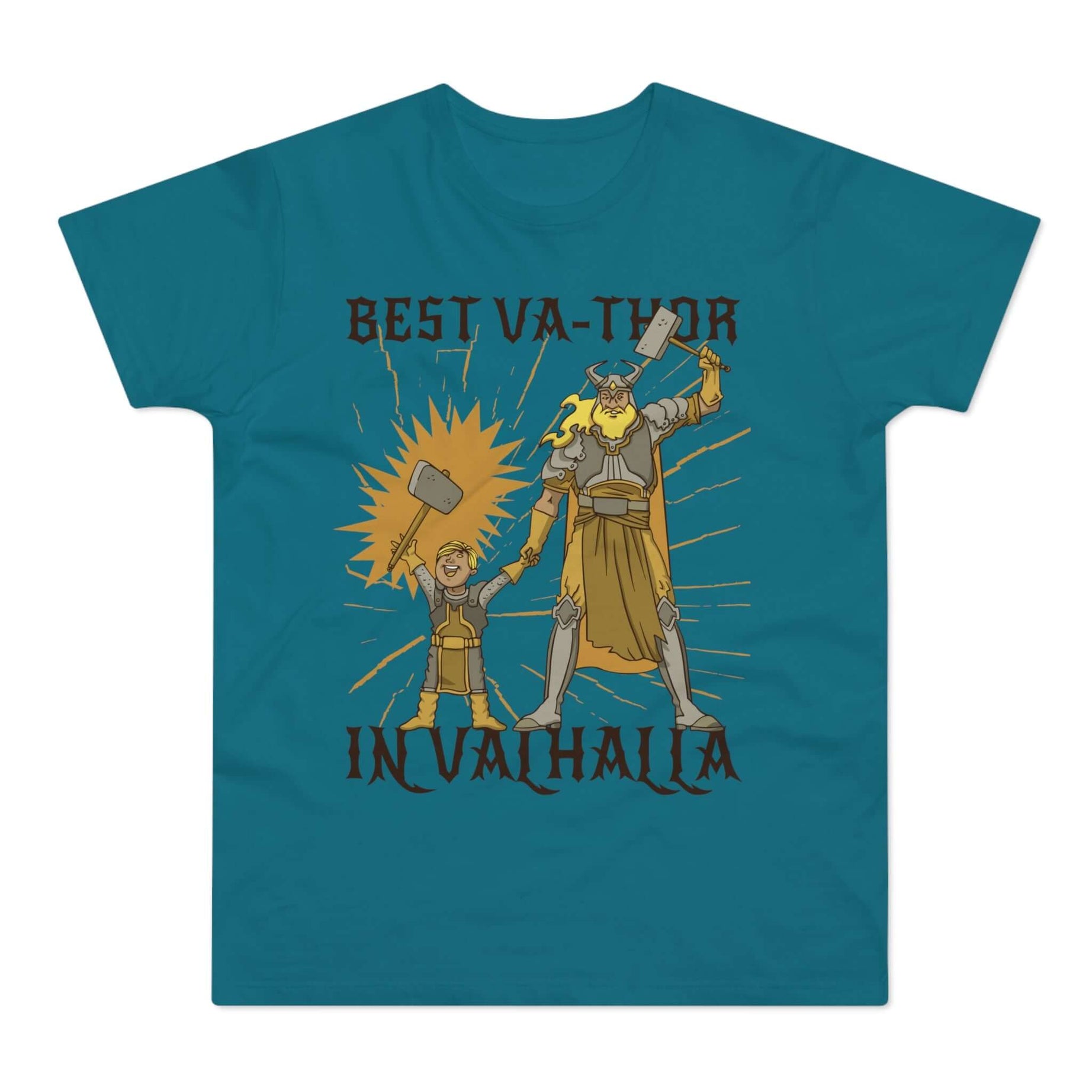 T-shirt med titlen: Va-Thor And Son | T-Shirt Med Tryk.