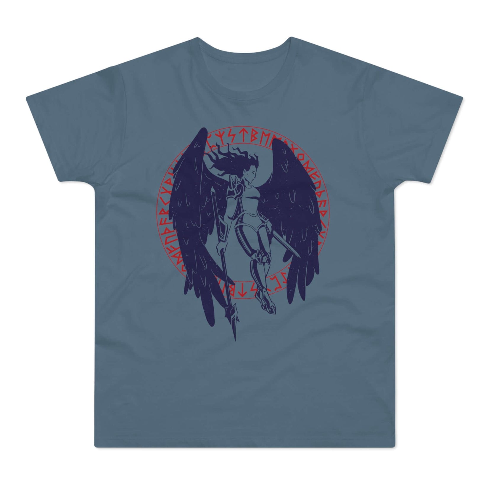 T-shirt med titlen: Ingvildr, The Blessed Valkyrie With Wings | T-Shirt Med Tryk.
