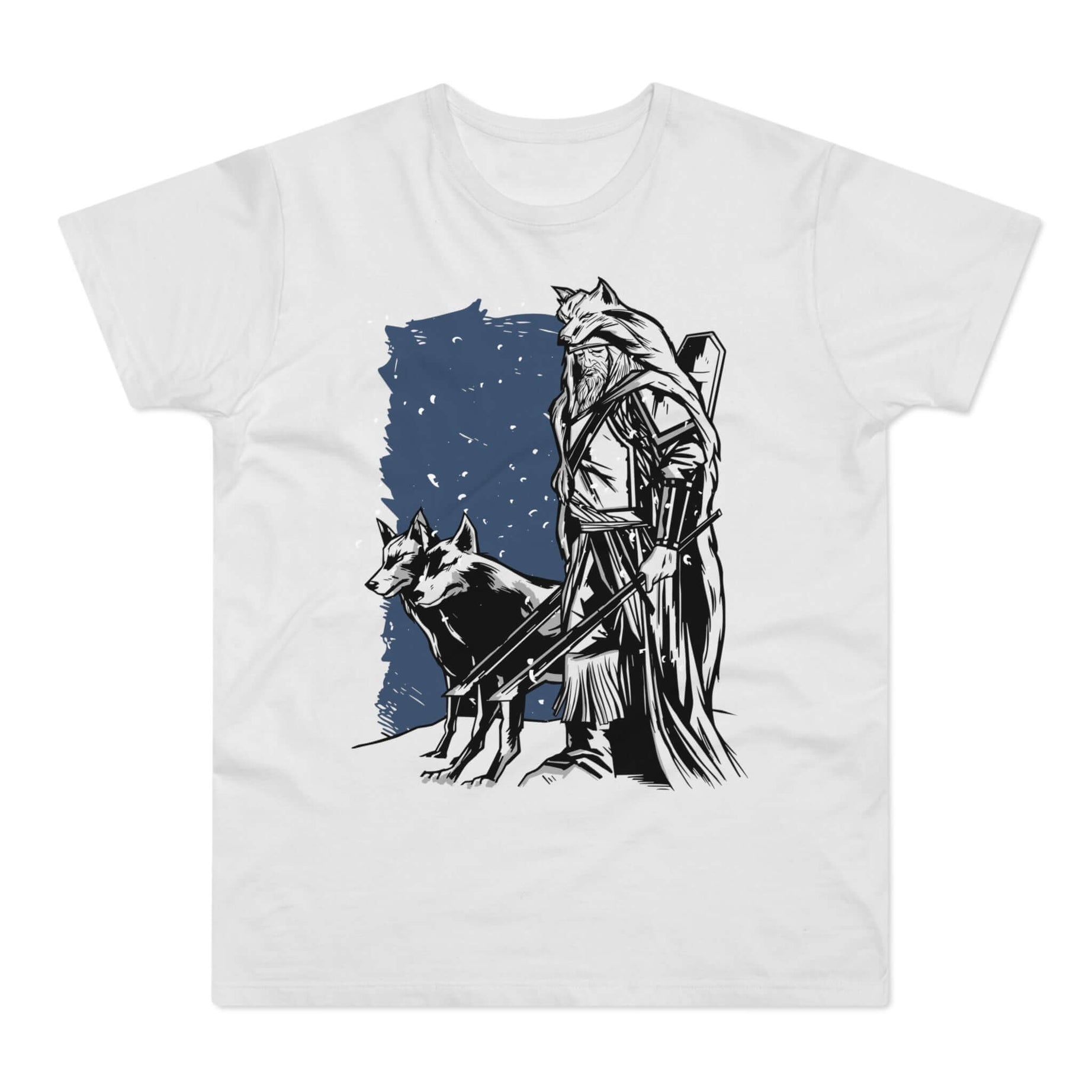 T-shirt med titlen: Sigurd Haraldsson And His Faithful Wolf | T-Shirt Med Tryk.