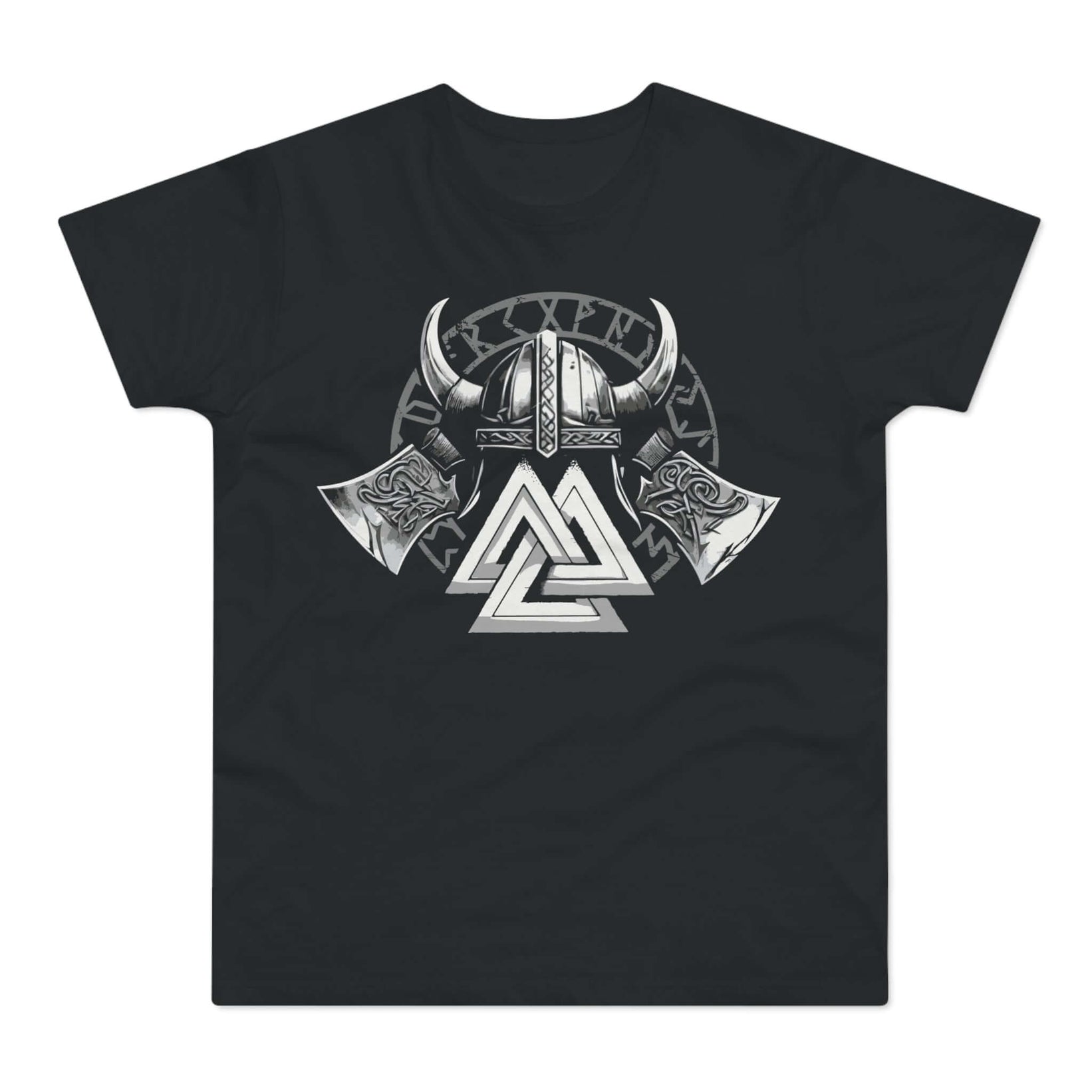 T-shirt med titlen: Weapons And Helmet Of Ragnar Ragnulf | T-Shirt Med Tryk.