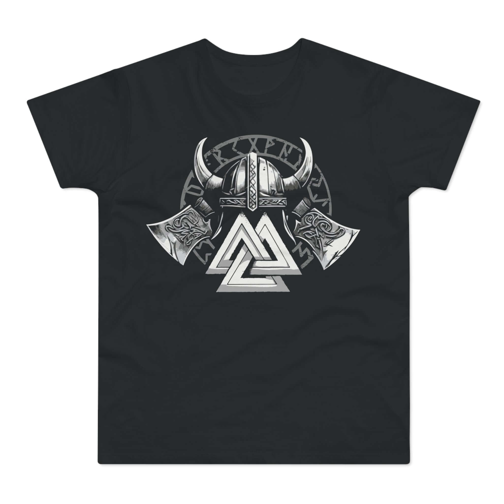 T-shirt med titlen: Weapons And Helmet Of Ragnar Ragnulf | T-Shirt Med Tryk.
