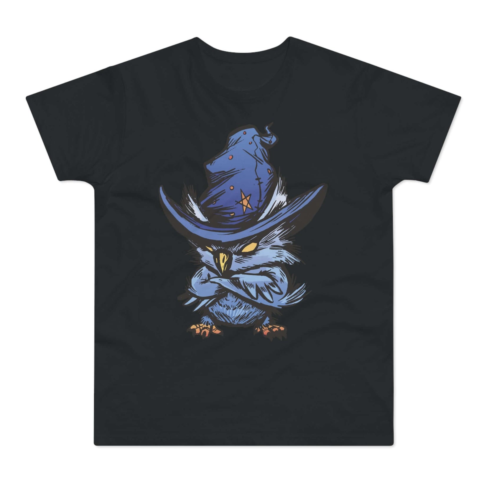 T-shirt med titlen: Shoo-Hoo, The Magician-Owl From Forest | T-Shirt Med Tryk.