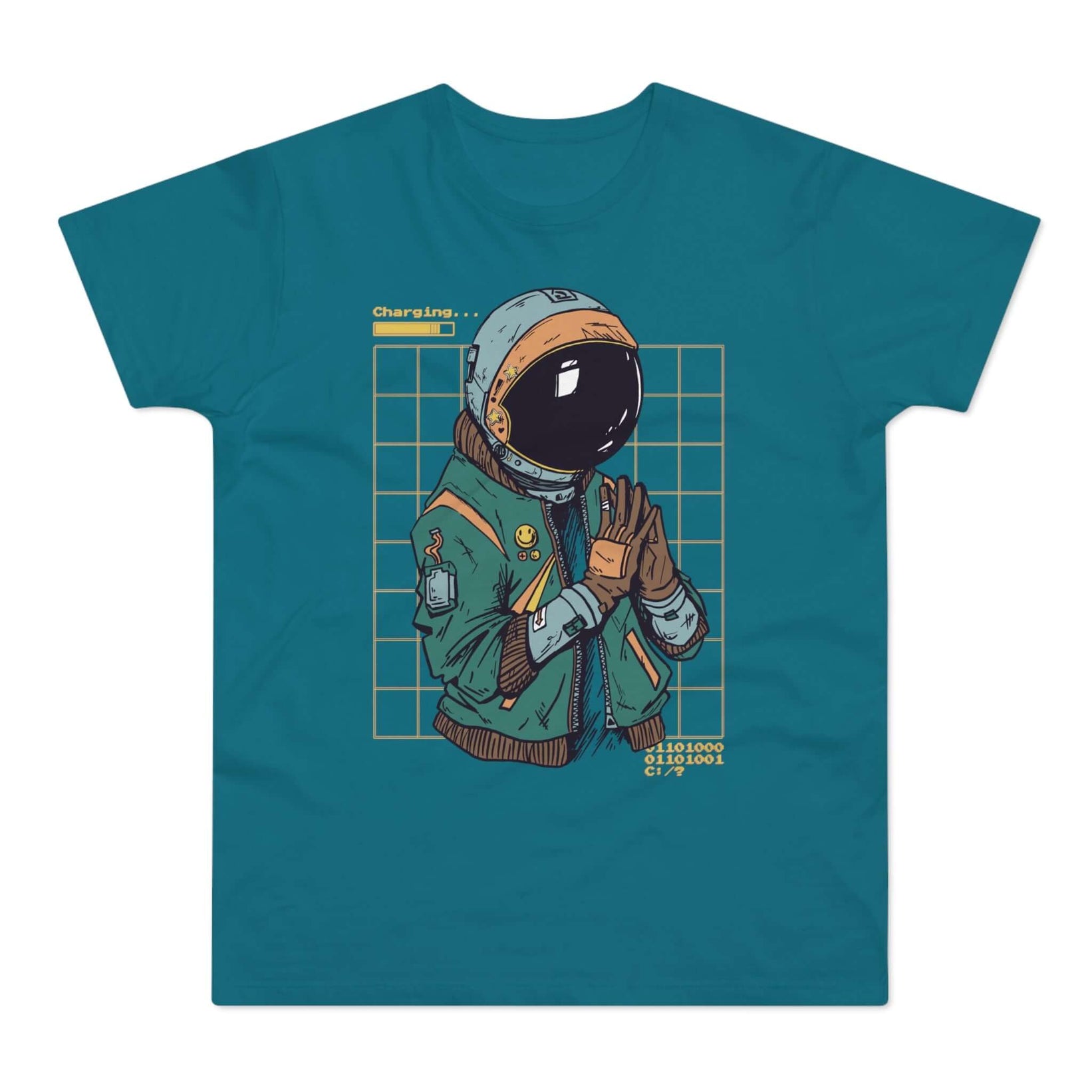 T-shirt med titlen: Spaceshipwrecker Owen Focussing On Mission| T-Shirt Med Tryk.