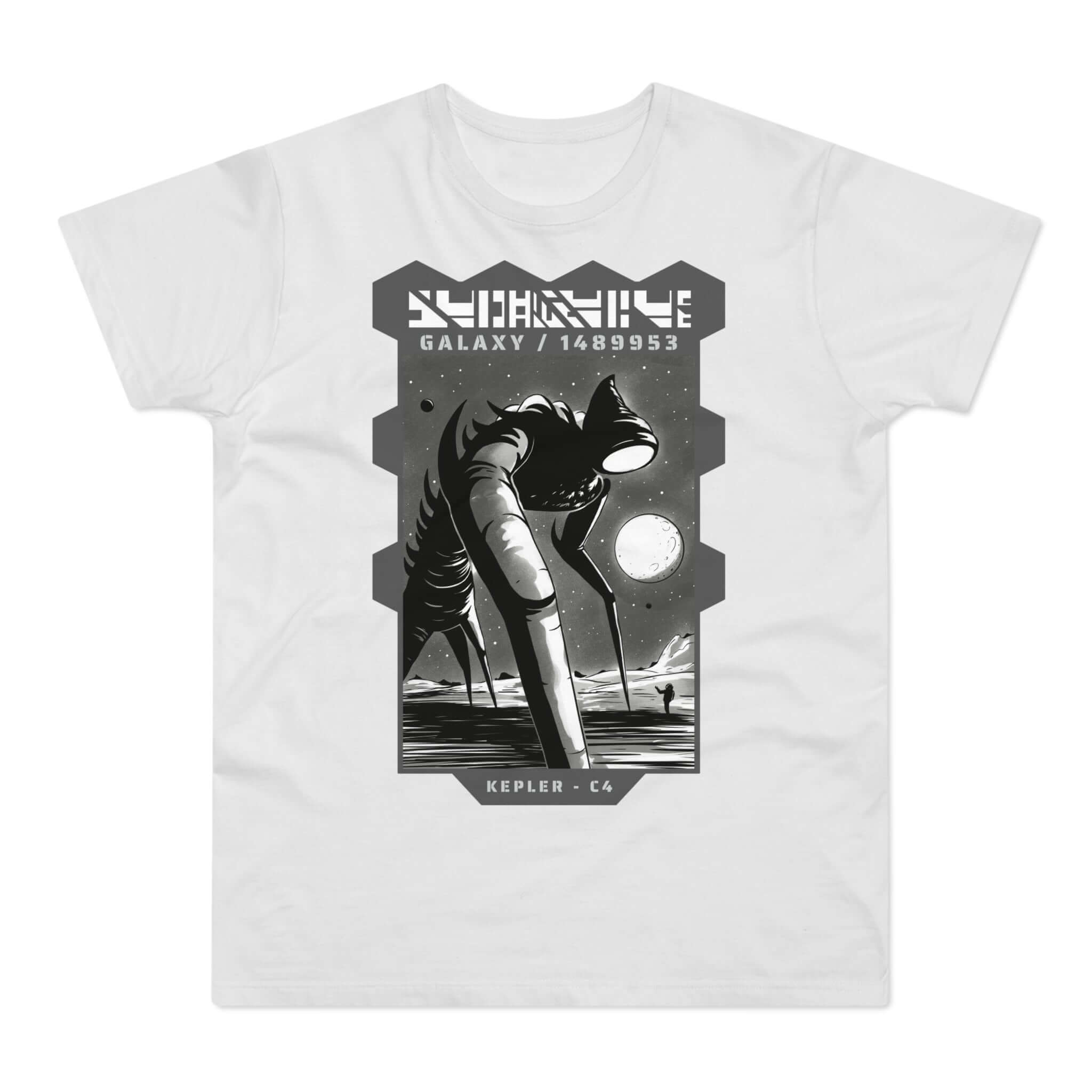 T-shirt med titlen: Unexpected Alien-Contact On Keplar C-4 | T-Shirt Med Tryk.