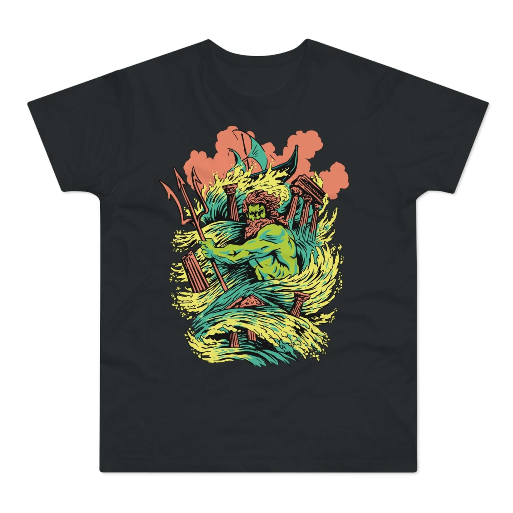 T-shirt med navnet: Poseidon Commanding The Power Of The Seas | T-Shirt Med Tryk.