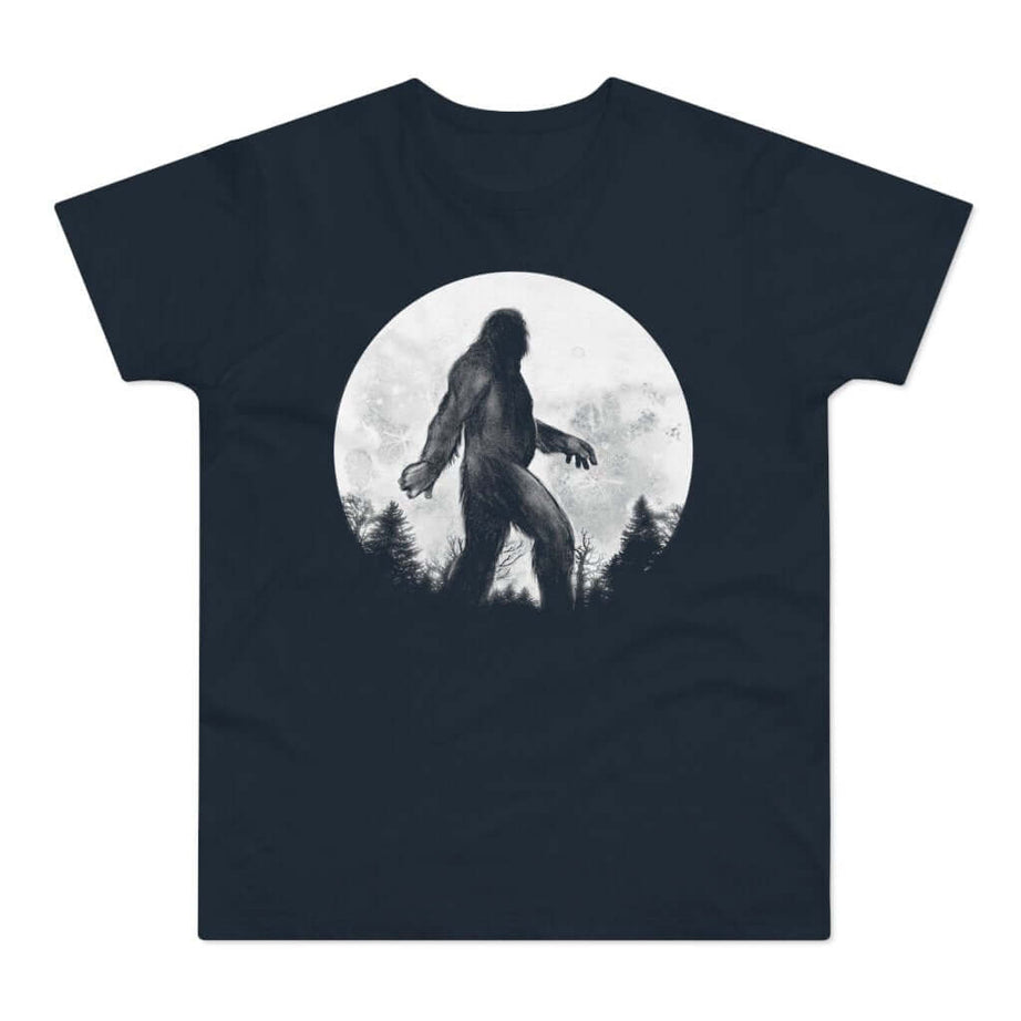 T-shirt med navnet: BigFoot In A Fullmoon Night | T-Shirt Med Tryk.