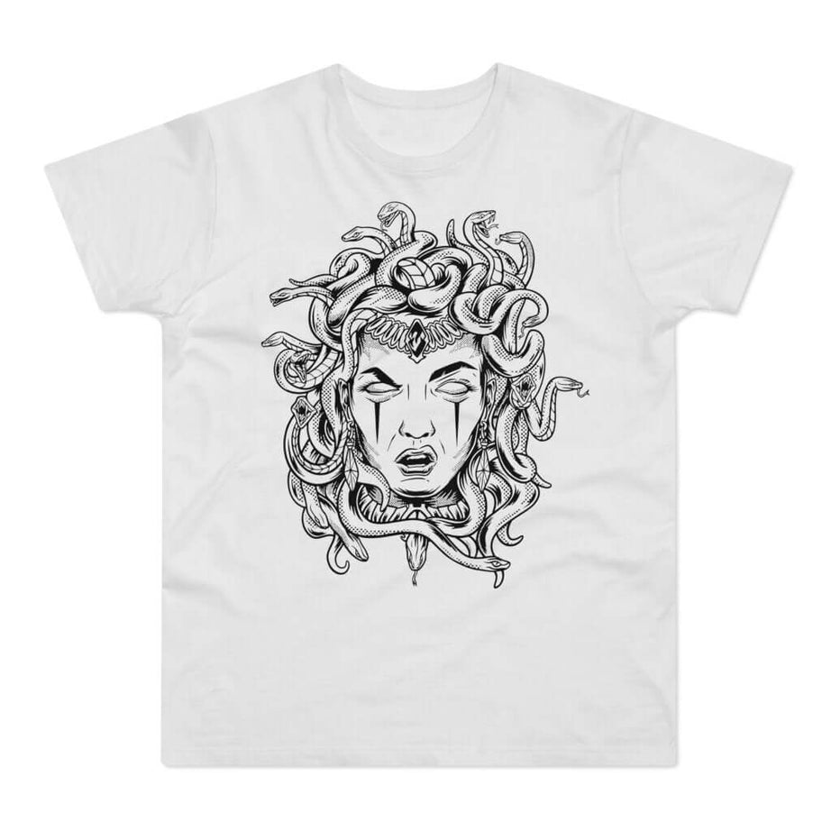 T-shirt med navnet: Avoid Medusa's Gaze At All Costs! | T-Shirt Med Tryk.