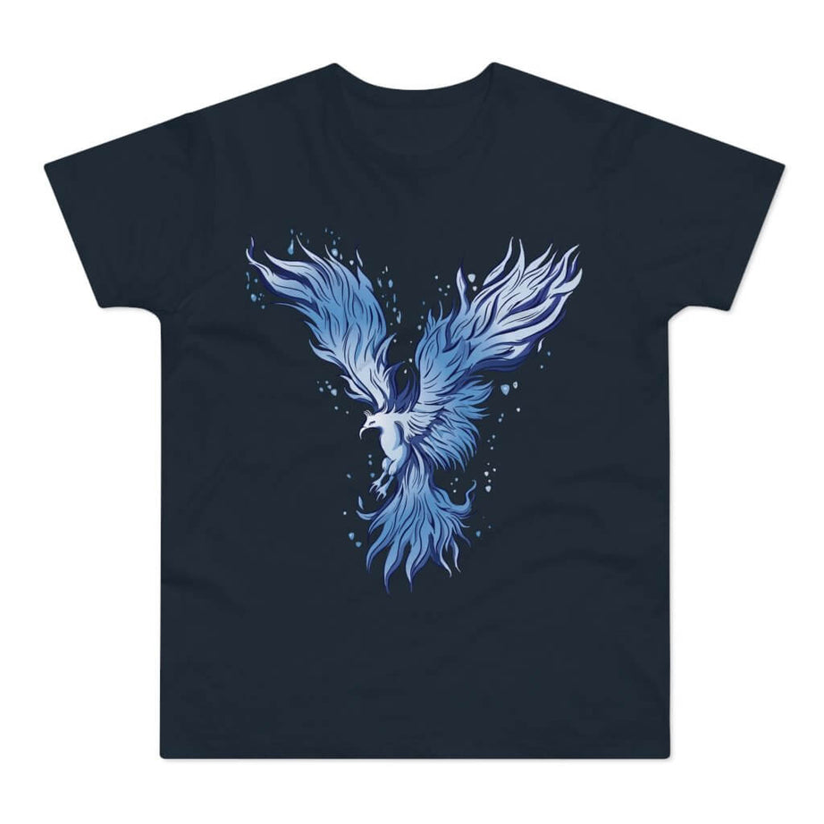 T-shirt med titlen: Bluewing, The Legendary Phoenix | T-Shirt Med Tryk.