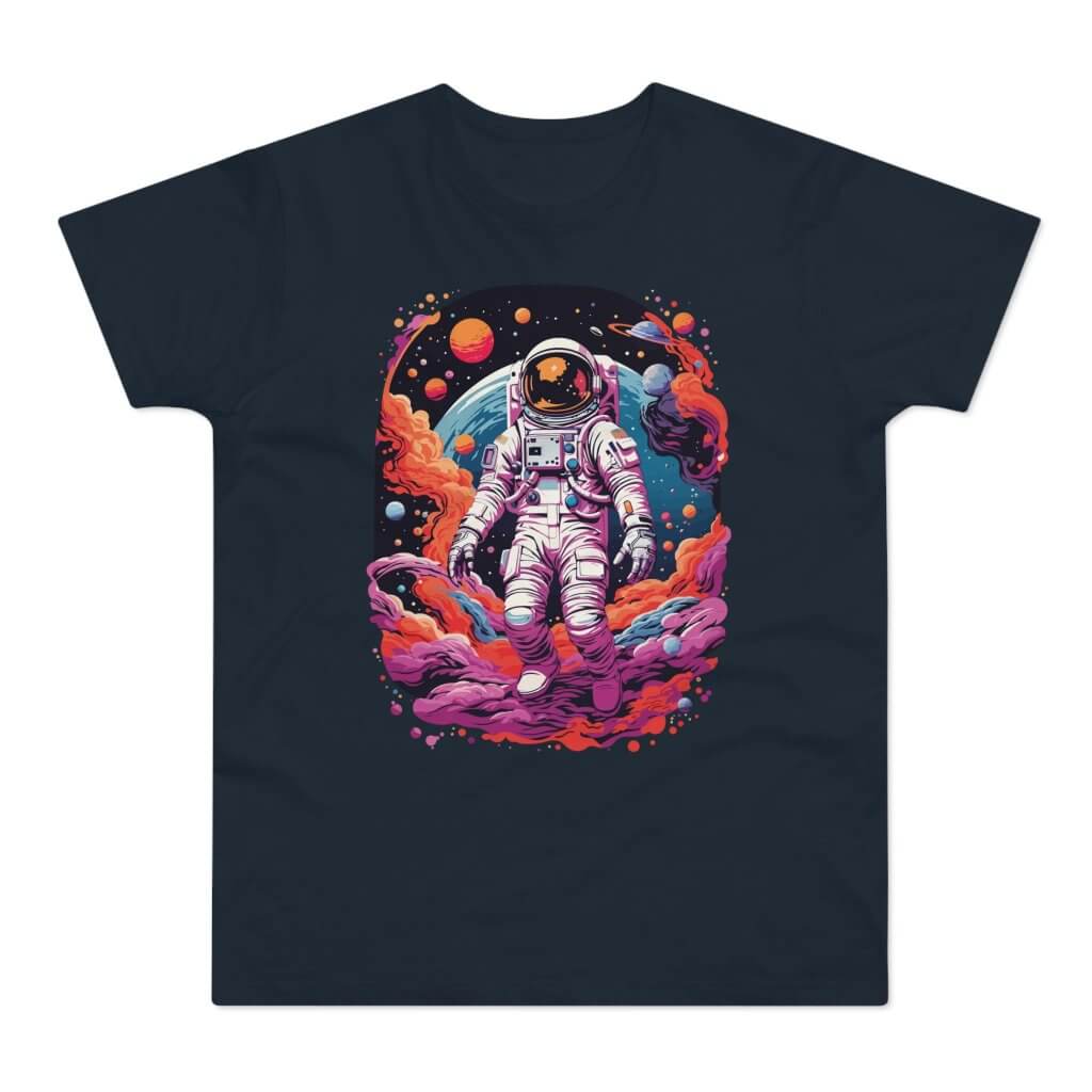 T-shirt med titlen: Exploring Centorio-8, The Colorful Planet | T-Shirt Med Tryk.