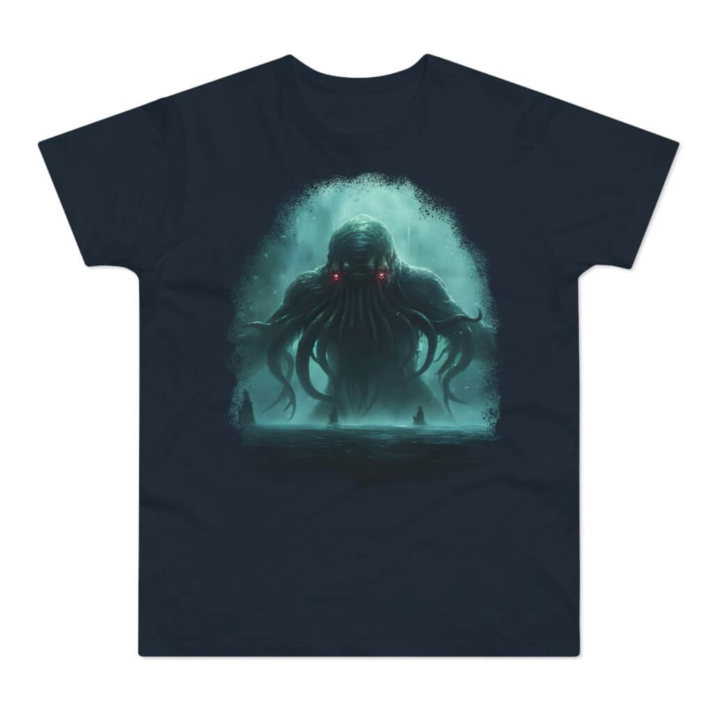 T-shirt med navnet: Cthulhu Arriving From The Deepest Sea | T-Shirt Med Tryk.