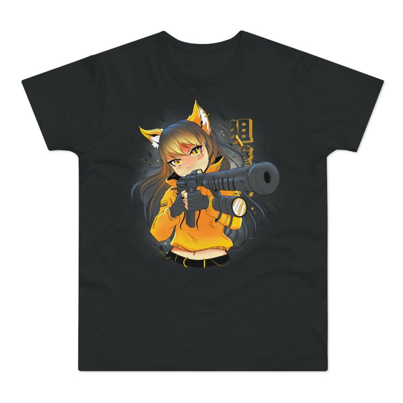 T-shirt med navnet: Foxey Gun Girl | T-Shirt Med Tryk.