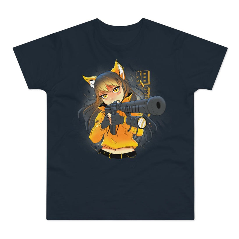 T-shirt med navnet: Foxey Gun Girl | T-Shirt Med Tryk.