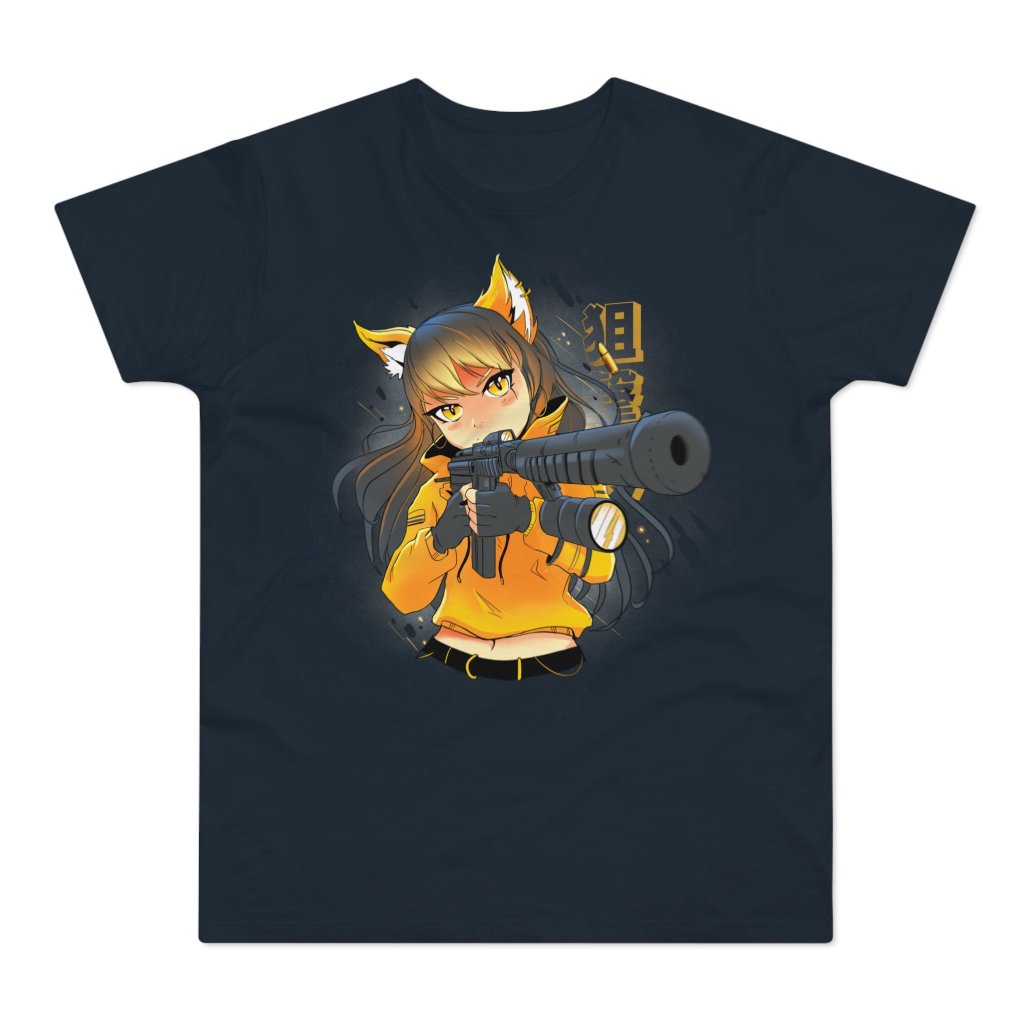 T-shirt med navnet: Foxey Gun Girl | T-Shirt Med Tryk.