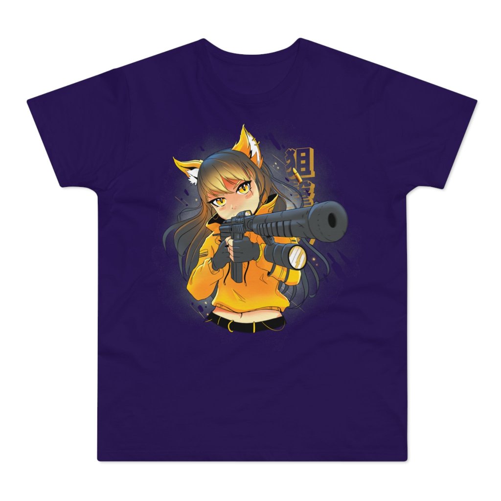 T-shirt med navnet: Foxey Gun Girl | T-Shirt Med Tryk.