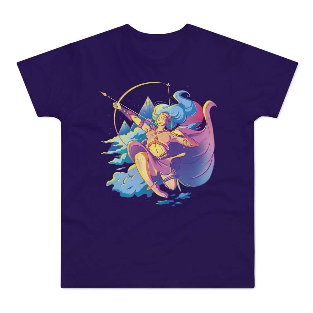 T-shirt med navnet: Colourful Artemis On The Hunt | T-Shirt Med Tryk.