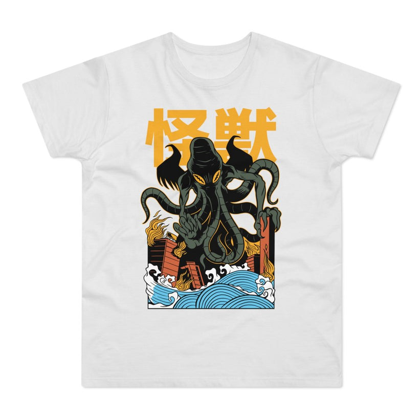 T-shirt med navnet: Cthulhu Goes Kaiju | T-Shirt Med Tryk.