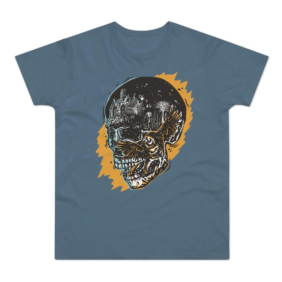 T-shirt med titlen: Anhorikatu, The Secret Skull Of Vyrelon | T-Shirt Med Tryk.