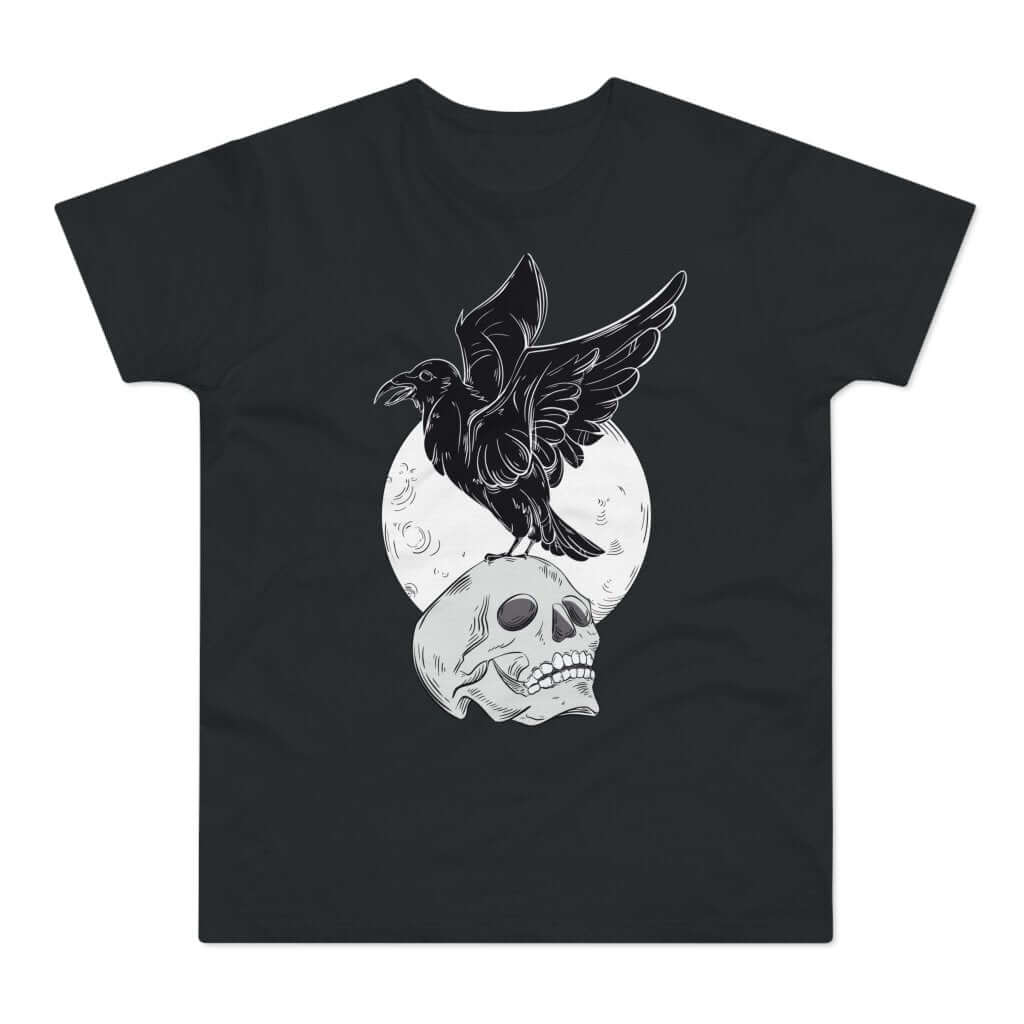 T-shirt med titlen: A Raven On The Skull Of Sir Hamilton | T-Shirt Med Tryk.